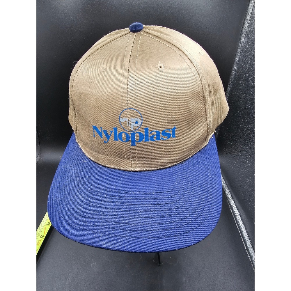 Vintage Nyloplast Snapback Hat Khaki Blue Two Tone Cotton Baseball Cap OSFM